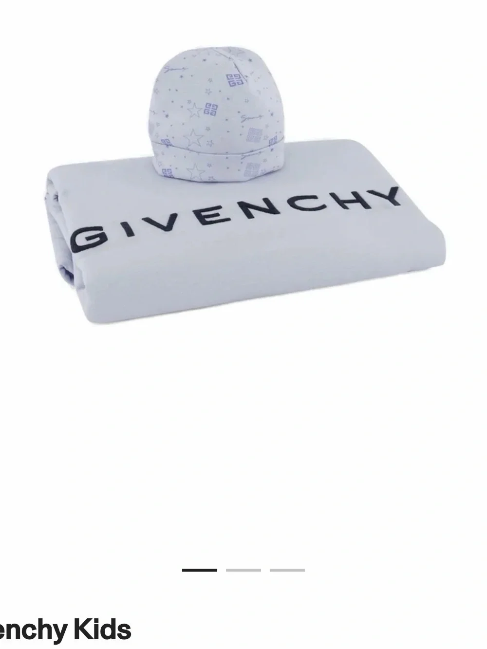 Givenchy White & Black Logo Kids Blanket and Hat Set